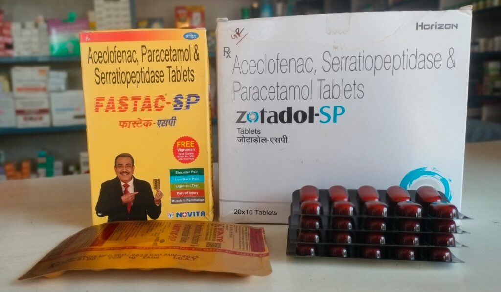 Aceclofenac, Paracetamol & Serratiopeptidase Tablets